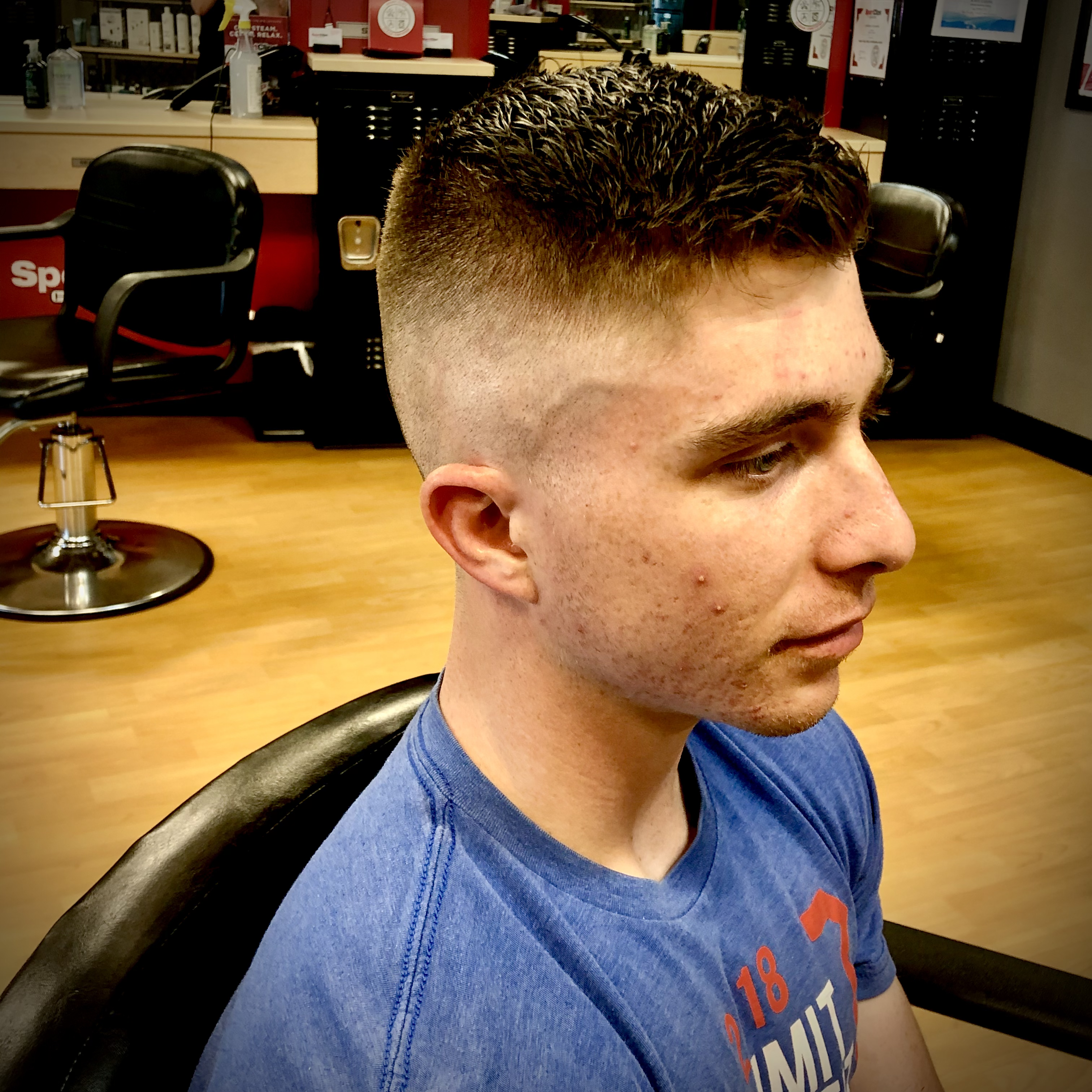 Military style faded haircut